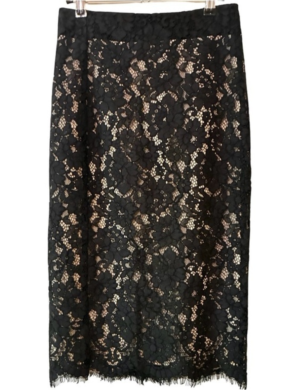 RONNY KOBO Black Floral Lace Pencil Skirt, Size Small.